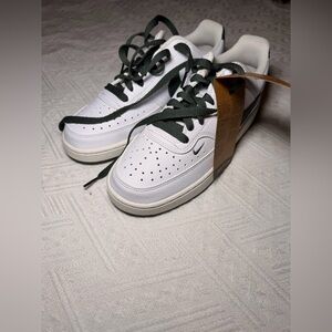 Nike White and Dark Green Women's Sneakers